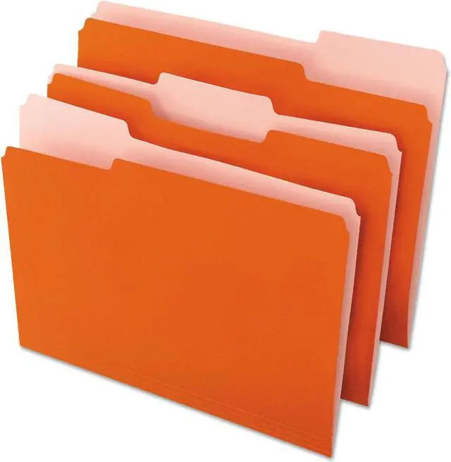 Main image of File Folders, 1/3 Cut One-Ply Top Tab, Letter, Orange/light Orange, 100/box