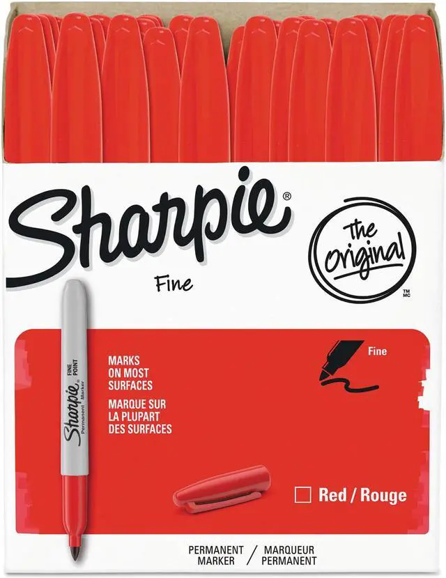 Main image of Fine Point Permanent Marker, Red, 36/pack