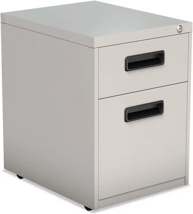 Alt view image 2 of 7 - Alera - PABFLG - Two-Drawer Metal Pedestal File, 14 7/8w x 19 1/8d x 21 3/4h, Light Gray