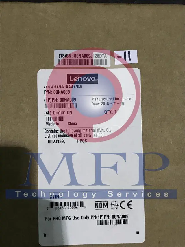 Alt view image 7 of 8 - Lenovo Model 00NA009 6.56 ft. Mini-SAS Cable