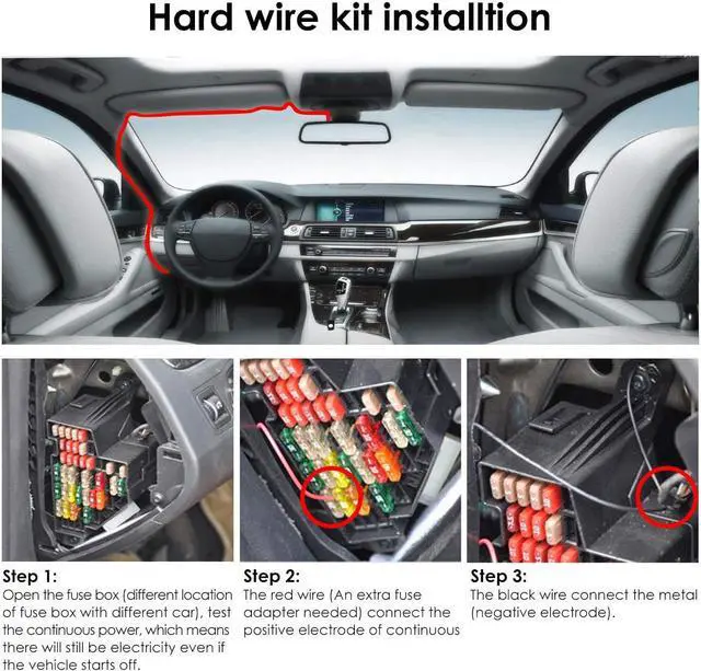 Alt view image 5 of 7 - Vantrue S1 Dash Cam 11.5ft Mini USB 12V 24V to 5V Dash Cam Hardwire Kit with Mini, ACS, ATO, Micro2 Add a Circuit Fuse Holders, Low Voltage Protection