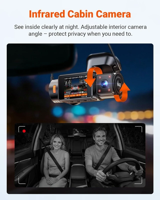 Alt view image 7 of 7 - Vantrue New N4S 3 Channel Dash Cam, STARVIS 2 x HDR x IR Night Vision, Front Rear Inside Dashcam for Cars, PlatePix Tech, Parking Mode, Wi-Fi, GPS, 2" IPS, Support 1TB Max (RC18)