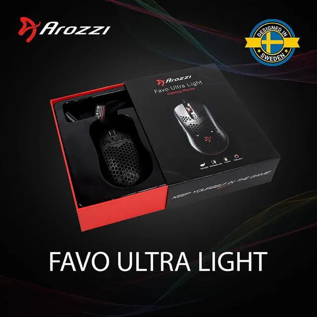 Alt view image 7 of 7 - Arozzi - Favo Ultra Lightweight Customizable RGB Gaming Mouse with Honeycomb Pattern, Pixart 3389 Sensor, and Omron 20M Switches - Black Grey