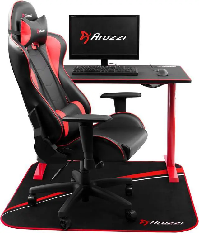 Alt view image 4 of 6 - Arozzi - Padded Office/Gaming Chair Floor Mat for Noise Dampening, Comfort, and Floor Protection - Red