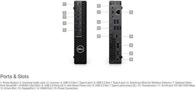 Alt view image 5 of 6 - 2021 Newest Dell OptiPlex 3080 Micro Form Factor Business Desktop, Intel Core i5-10500T, 16GB DDR4 RAM, 512GB SSD, WiFi, HDMI, Bluetooth, Wired Keyboard&Mouse, Windows 10 Pro