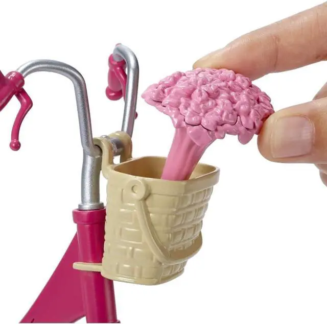 Alt view image 3 of 7 - Barbie Bicycle Basket Flowers Helmet Working Petals Playset Mattel