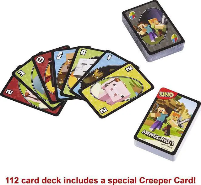 Alt view image 6 of 12 - UNO Minecraft Updated Family Classic Multiplayer Fast-Paced Mattel, Inc.