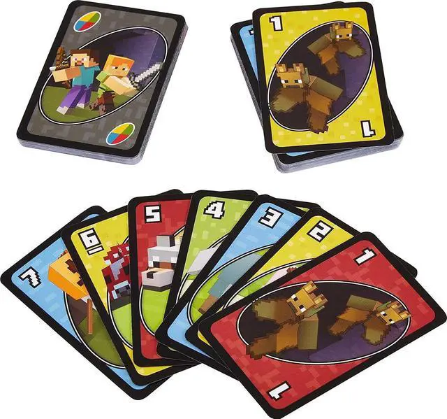 Alt view image 7 of 12 - UNO Minecraft Updated Family Classic Multiplayer Fast-Paced Mattel, Inc.