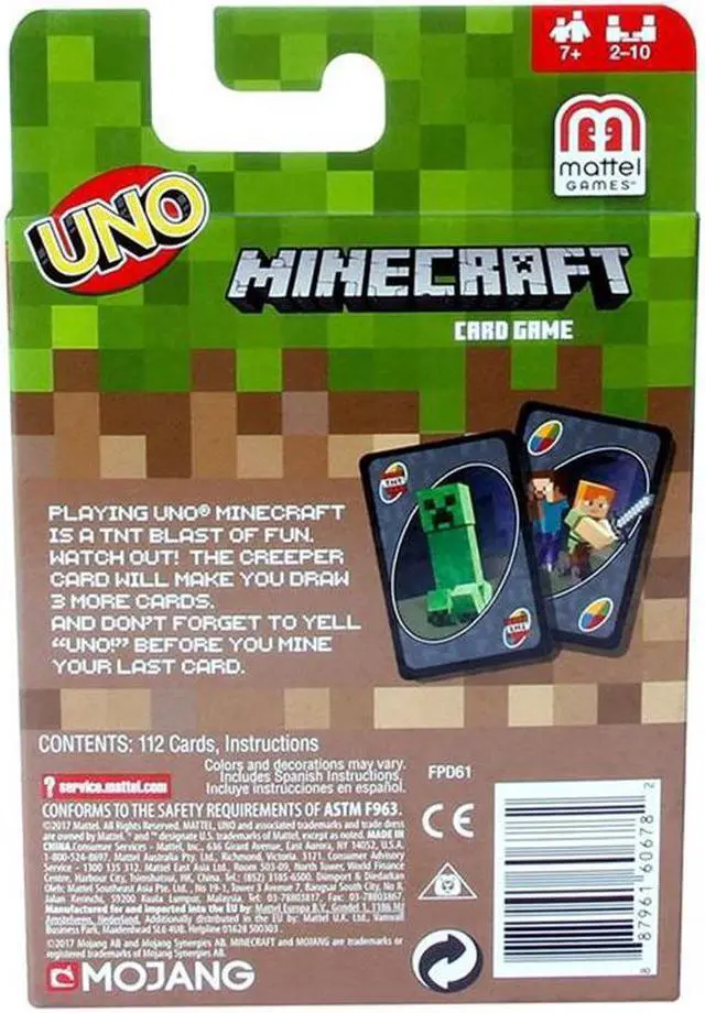 Alt view image 10 of 12 - UNO Minecraft Updated Family Classic Multiplayer Fast-Paced Mattel, Inc.