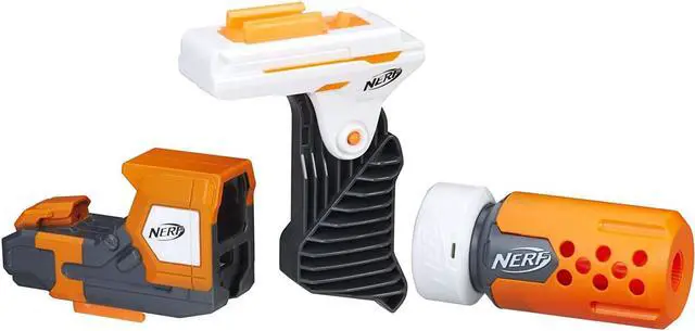 Alt view image 7 of 7 - Nerf Modulus Stealth Ops Upgrade Kit Red Dot Sight Pivot Grip Attachment Hasbro
