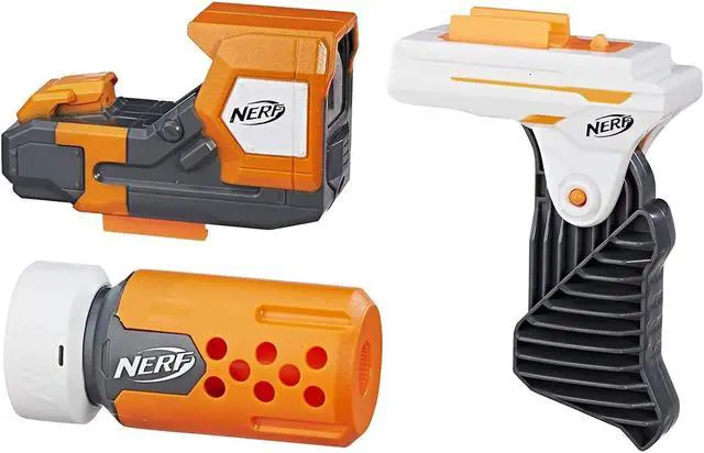 Alt view image 5 of 7 - Nerf Modulus Stealth Ops Upgrade Kit Red Dot Sight Pivot Grip Attachment Hasbro