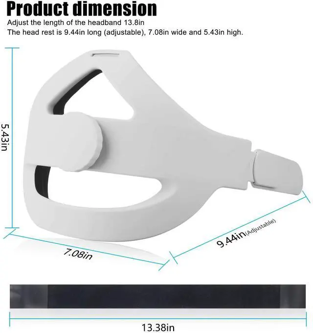 Alt view image 5 of 7 - Eyglo Replace Adjustable Elite Strap for Oculus Quest 2 Head Strap Headband, Enhanced Support and Reduce Head Pressure Comfortable Touch (White)