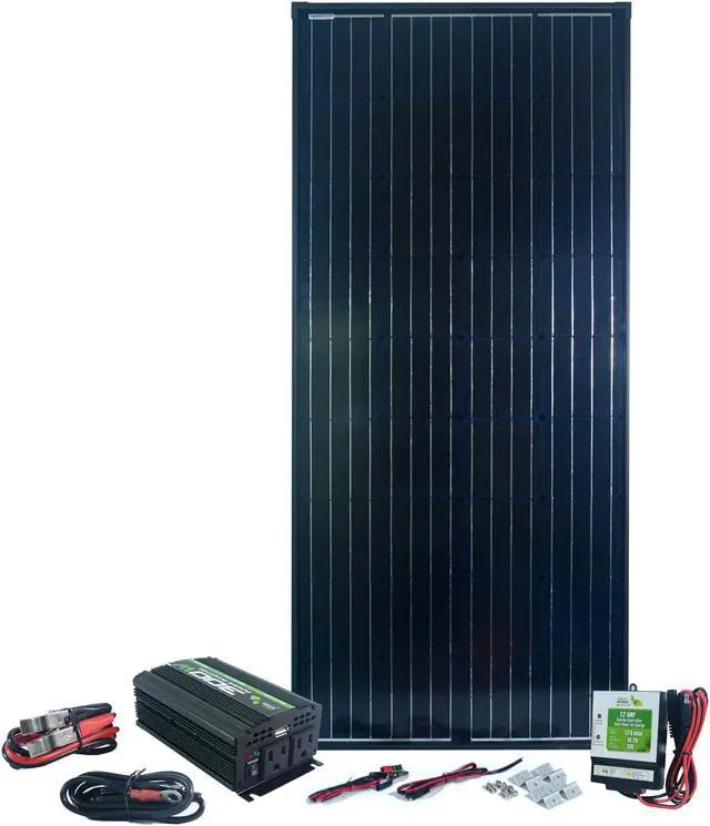 Main image of 180 Watt Complete Solar Panel Kit (includes 300 Watt Inverter & 12 Amp Charge Controller)