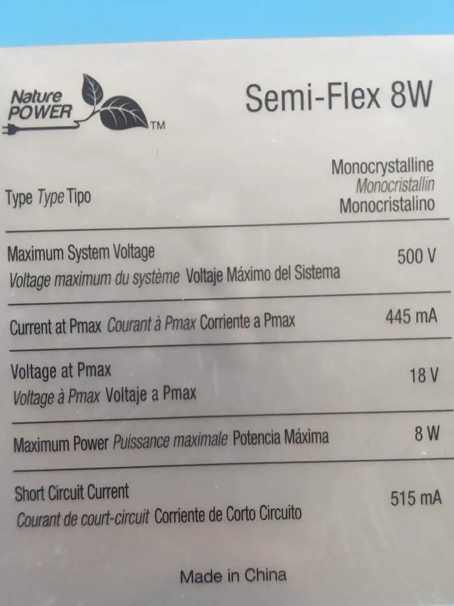 Alt view image 3 of 3 - 8-Watt Semi-Flex Crystalline Solar Panel and 12-Volt Battery Maintainer