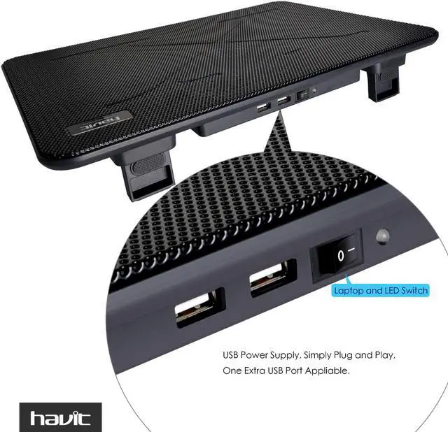 Alt view image 4 of 8 - HAVIT HV-F2056 15.6"-17" Laptop Cooler Cooling Pad - Ultra Slim Portable USB Powered (3 Fans)