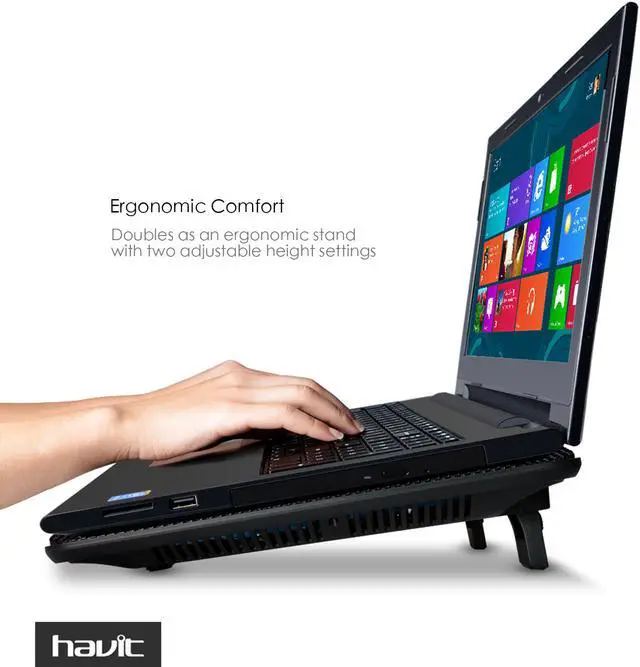 Alt view image 5 of 8 - HAVIT HV-F2056 15.6"-17" Laptop Cooler Cooling Pad - Ultra Slim Portable USB Powered (3 Fans)