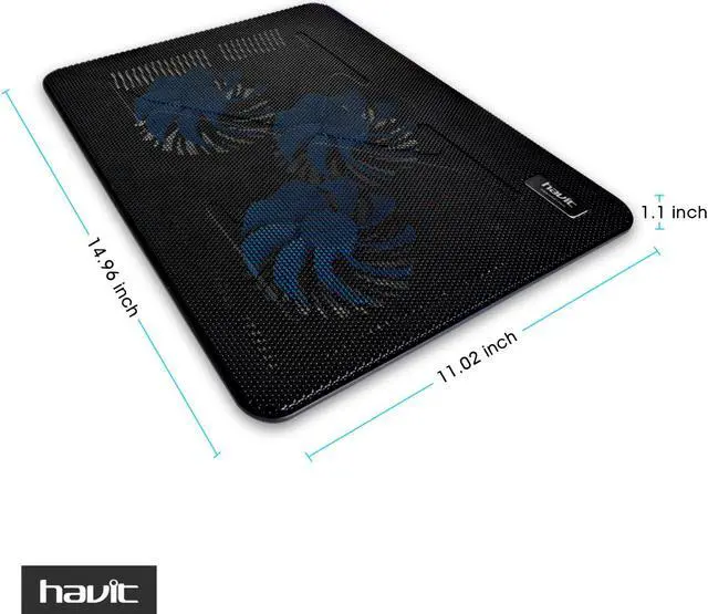 Alt view image 6 of 8 - HAVIT HV-F2056 15.6"-17" Laptop Cooler Cooling Pad - Ultra Slim Portable USB Powered (3 Fans)