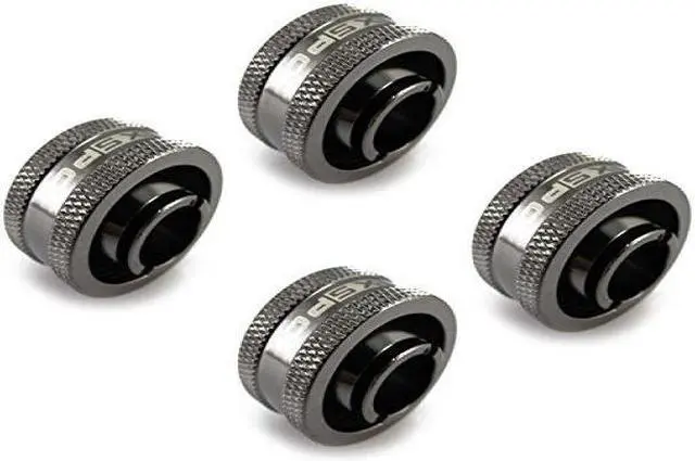 Alt view image 8 of 8 - XSPC G1/4" to 1/2" ID, 3/4" OD Compression Fitting V2 for Soft Tubing, Black Chrome, 4-pack