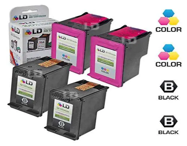 Alt view image 4 of 4 - LD © Remanufactured Ink Cartridge Replacements for HP CC640WN (HP 60) Black and HP CC643WN (HP 60) Color (2 Black and 2 Color)