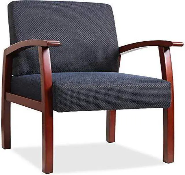 Alt view image 4 of 7 - Lorell Guest Chairs 24"x25"x35-1/2" Midnight Blue/Cherry frame 68553