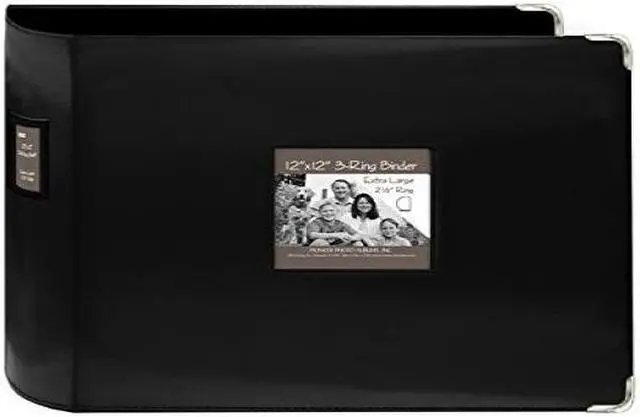 Alt view image 9 of 10 - Sewn Leatherette 3-Ring Binder 12''X12''-Black