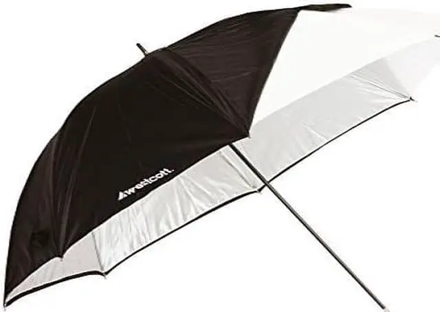 Alt view image 8 of 20 - Westcott 32in. White Satin Umbrella With Removable Black Cover