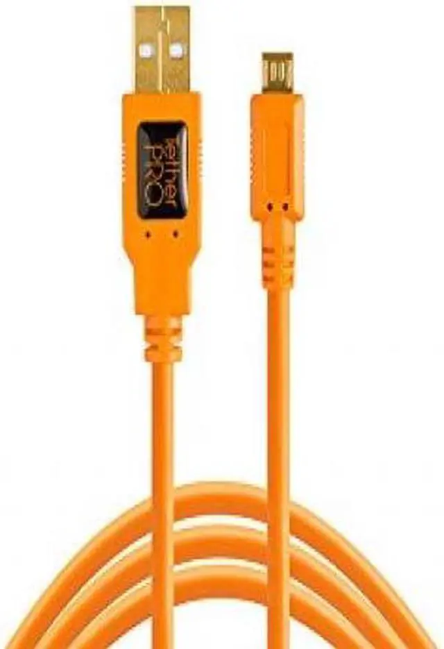 Alt view image 13 of 17 - Tether Tools Tether Tools TetherPro USB 2.0 to Micro-B 5-Pin   Cable, 15' (4.6m), High-Visibility Orange