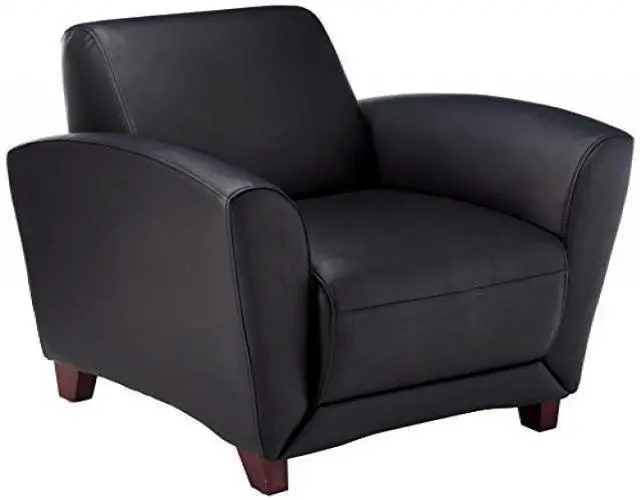 Alt view image 3 of 8 - Lorell Reception Chair Bonded 36"x34-1/2"x31-1/4" Black Leather 68952