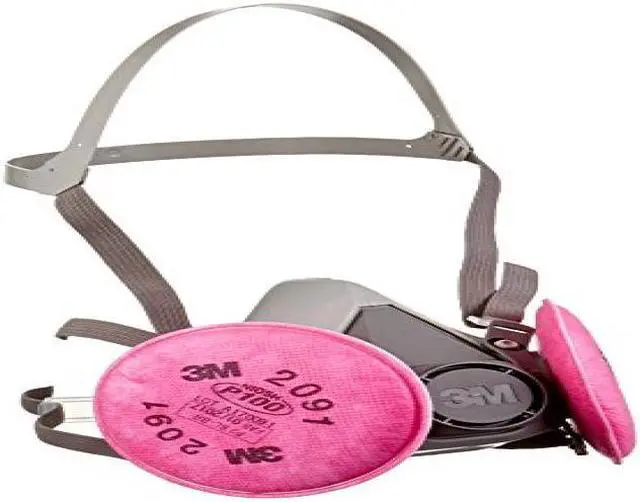 Alt view image 7 of 17 - 3M 07002 Half Facepiece Respirator 6291, Medium w/ Particulate Filters