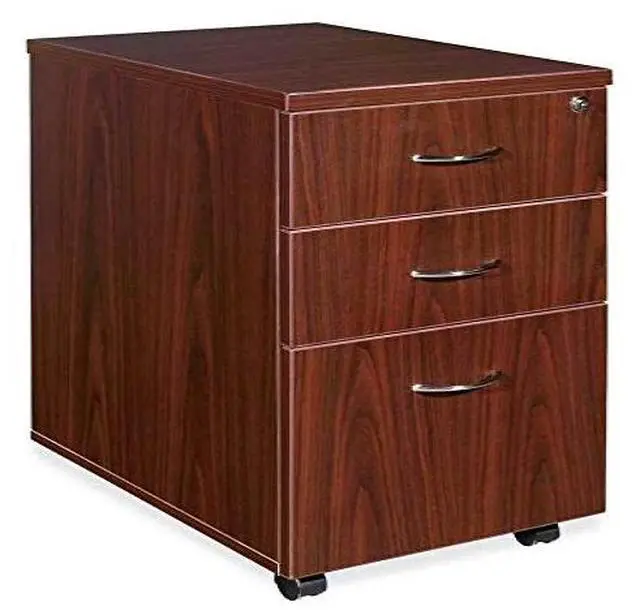 Alt view image 11 of 17 - Lorell Mobile Pedestal Box/Box/File 16"x22"x28-1/4" Mahogany 69395