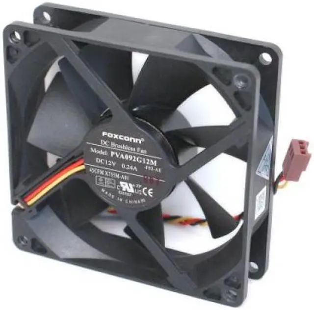 Alt view image 3 of 4 - Foxconn PVA092G12M DC12 Volt 0.24 Amp, Rear Case Brushless Cooling Fan 92mm x 92mm x 25mm, 3-WIRE/3-PIN CONNECTOR