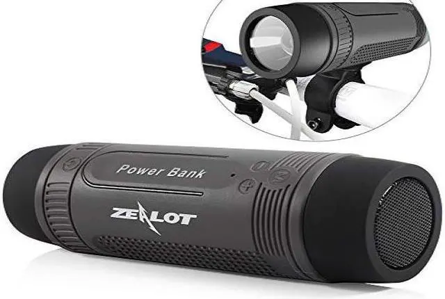 Alt view image 2 of 3 - Outdoor Speakers Portable Bluetooth Bicycle Speaker Zealot S1 4000mAh Power Bank Waterproof Speakers with Full Outdoor Accessories(Bike Mount, Carabiner...)(Gray)