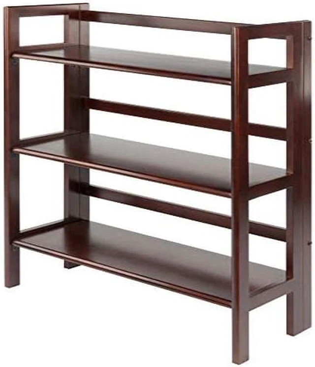 Alt view image 4 of 17 - Winsome Trading Inc 94896 3 Tier Walnut Stackable Folding Book Shelf