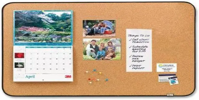 Alt view image 7 of 10 - Sticky Cork Self-Stick Bulletin Board, 36 X 22, Natural, Black Frame