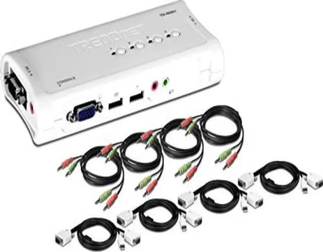 Alt view image 4 of 12 - TRENDnet 4-Port USB KVM Switch and Cable Kit with Audio, TK-409K