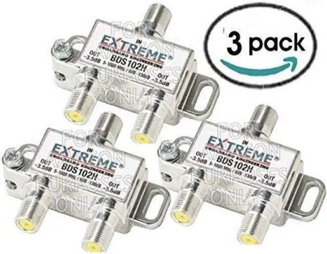 Alt view image 2 of 8 - 2 Way Extreme/Amphenol 1Ghz High Performance Coaxial Cable Splitter BDS102H 3 Pack