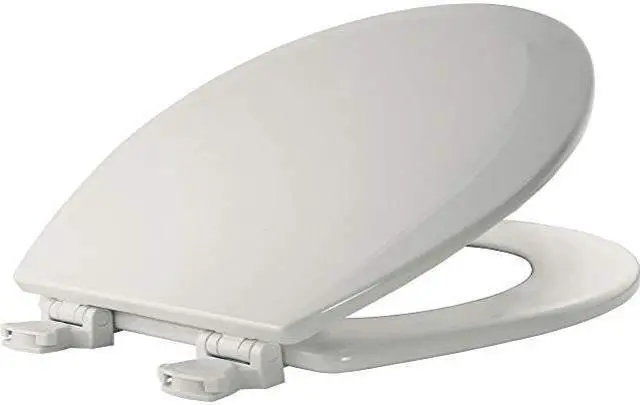 Alt view image 2 of 2 - Toilet Seat, Round 16-13/16" Closed Front, With Cover White BEMIS 500EC-000