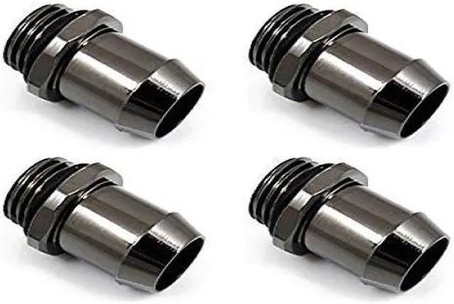Alt view image 3 of 5 - XSPC G1/4" to 1/2" Barb Fitting for Soft Tubing, Black Chrome, 4-pack