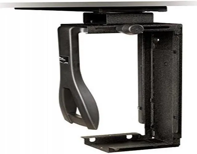 Alt view image 3 of 4 - 3M Under-desk CPU Holder, Width adjusts from 3.5" to 9.3" and height adjusts from 12.5" to 22.5" to fit most CPU's up to 50 lbs, 360° Swivel, Steel Construction, 17" Track, Black, (CS200MB)