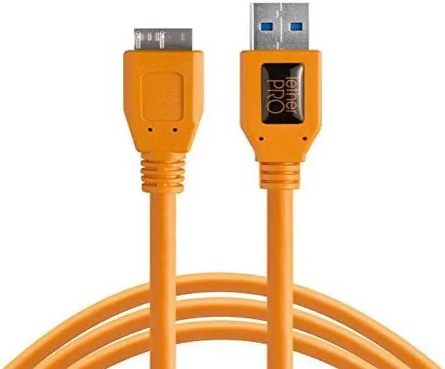 Alt view image 8 of 14 - Tether Tools 15 Ft TetherPro USB 3.0 Male A to Micro-B Cable (Hi-Visibility Ora