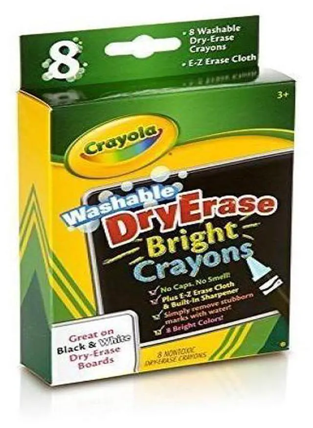 Alt view image 9 of 12 - Crayola Washable Dry-Erase Crayons-Bright 8/Pkg