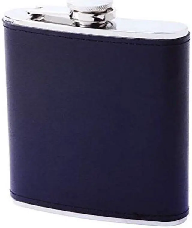 Alt view image 2 of 5 - Maxam  8oz Stainless Steel Flask with Solid Genuine Leather Wrap