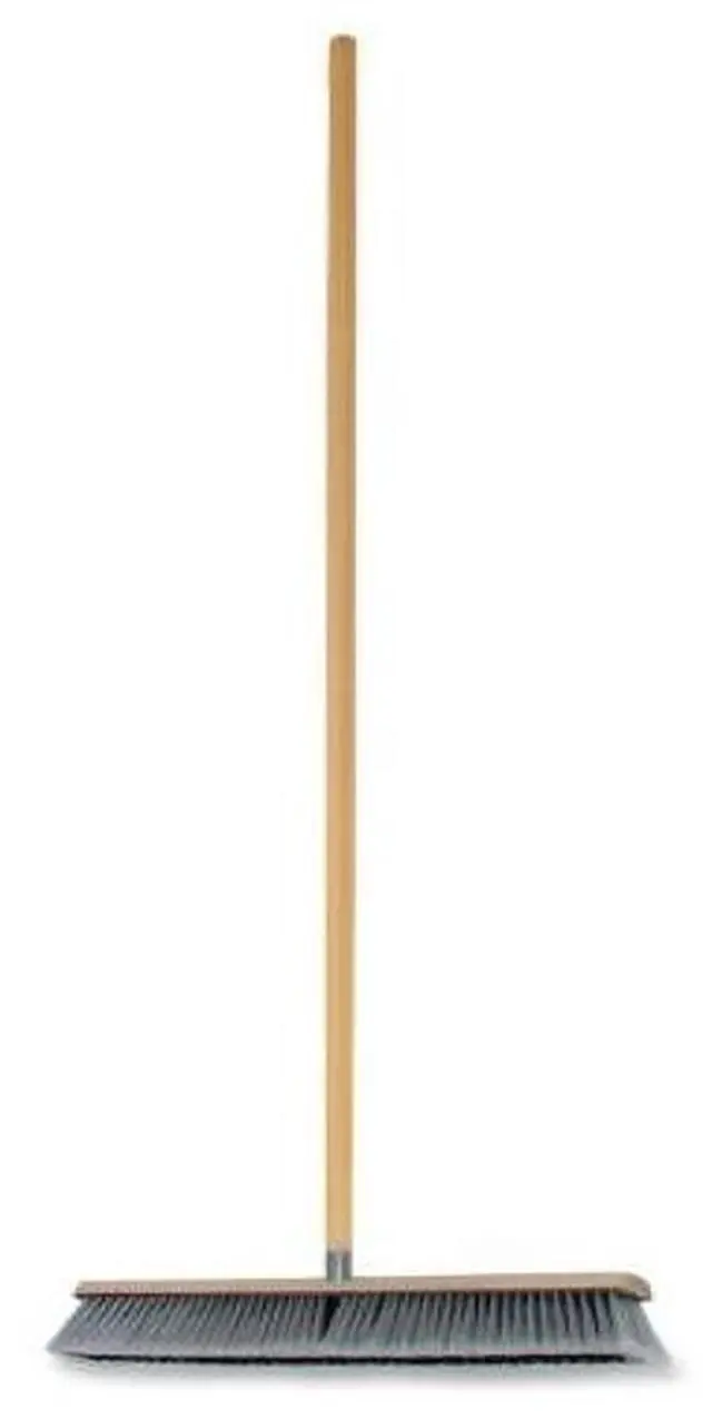 Alt view image 2 of 10 - Genuine Joe Floor Sweep w/ Handle 24"W Heavy-Duty 1-1/8"x60"handle 60467