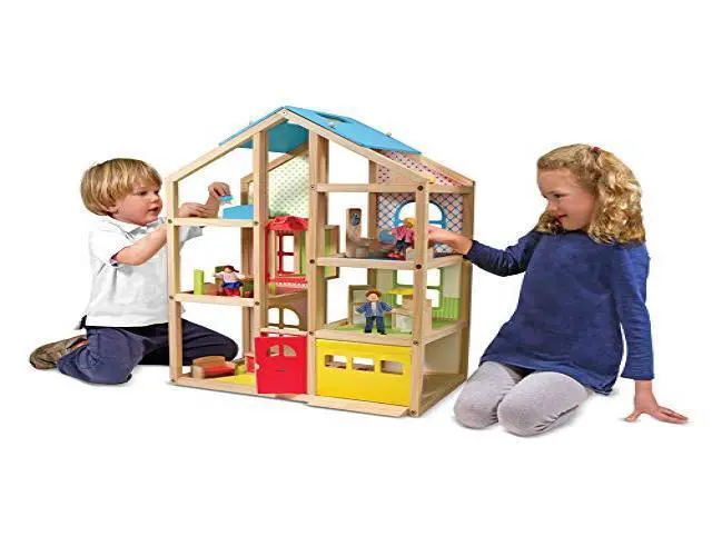 Alt view image 7 of 12 - Melissa & Doug Hi-Rise Wooden Dollhouse