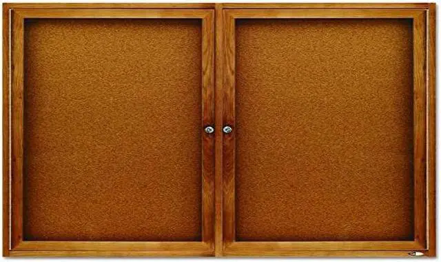 Alt view image 14 of 20 - Quartet Enclosed Bulletin Board Natural Cork/Fiberboard 48 x 36 Oak Frame 364