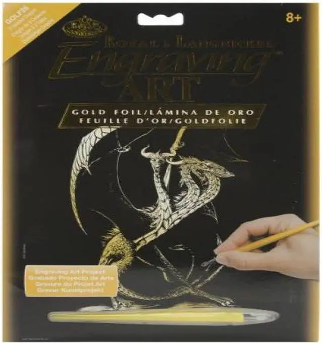 Alt view image 7 of 7 - Gold Foil Engraving Art Kit 8"X10"-3 Headed Dragon