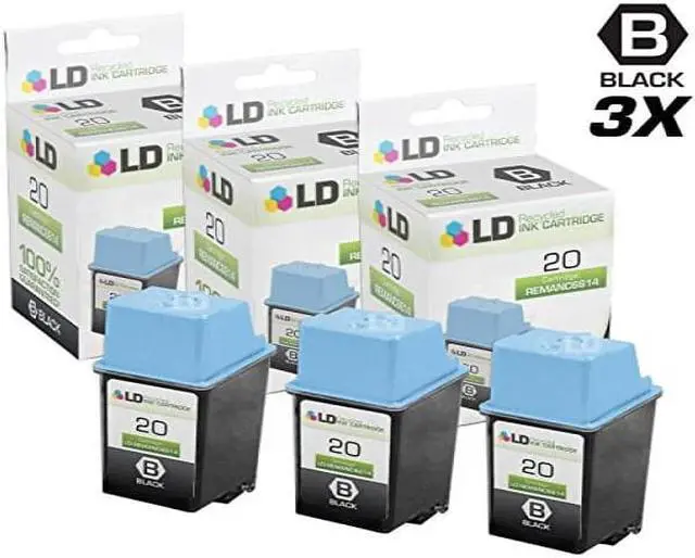 Alt view image 3 of 3 - LD © Remanufactured Replacements for Hewlett Packard C6614DN (HP 20) Set of 3 Black Inkjet Cartridges for use in HP Apollo, Deskjet, & FAX Printers