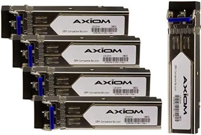 Main image of Axiom SFP Transceiver Modules are certified 100% compliant in all OEM applications. They are pre-configured with an application specific code to meet the requirement set forth by the router and switch OEMs. Axiom compatible transceivers per