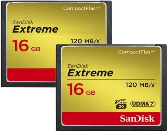 Alt view image 8 of 8 - SanDisk 16GB Extreme Compact Flash Card 2 Pack (120MB/s)