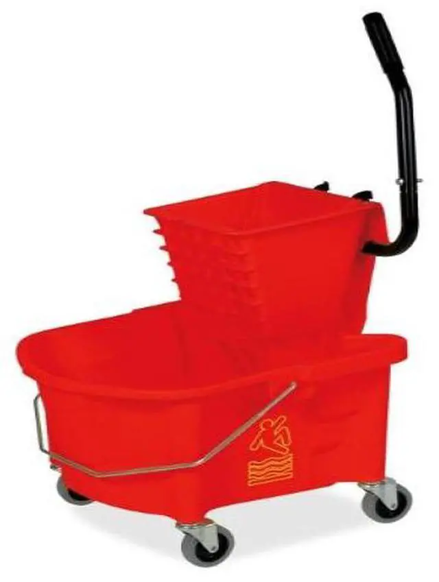 Alt view image 11 of 15 - Mop Bucket/Wringer Combo Splash Guard 26qt. Red
